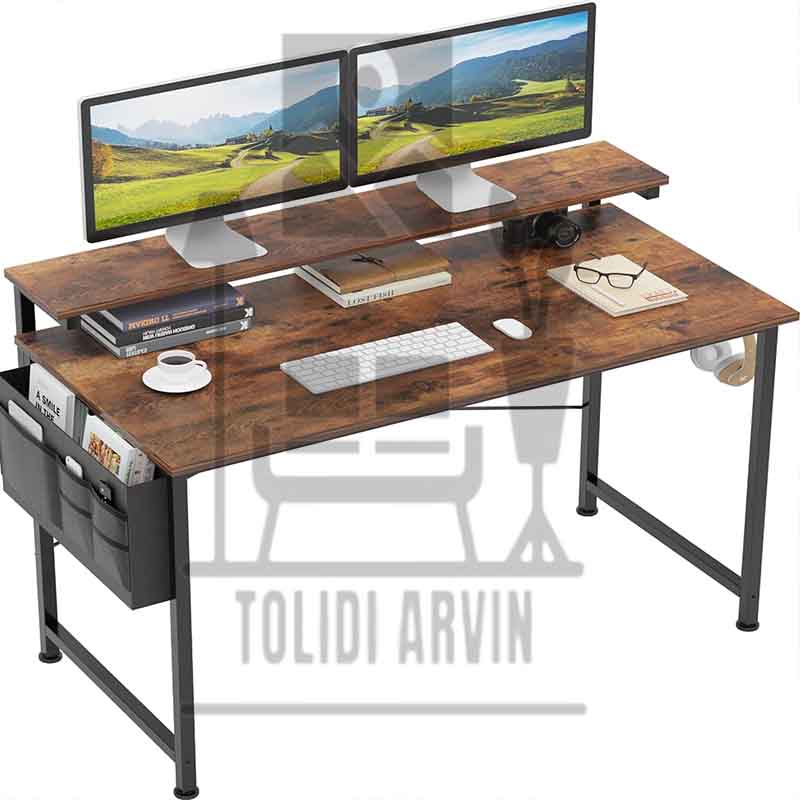 میز کامپیوتر آروین چوب و فلز مدل رایان در رنگبندی موجود در سایت