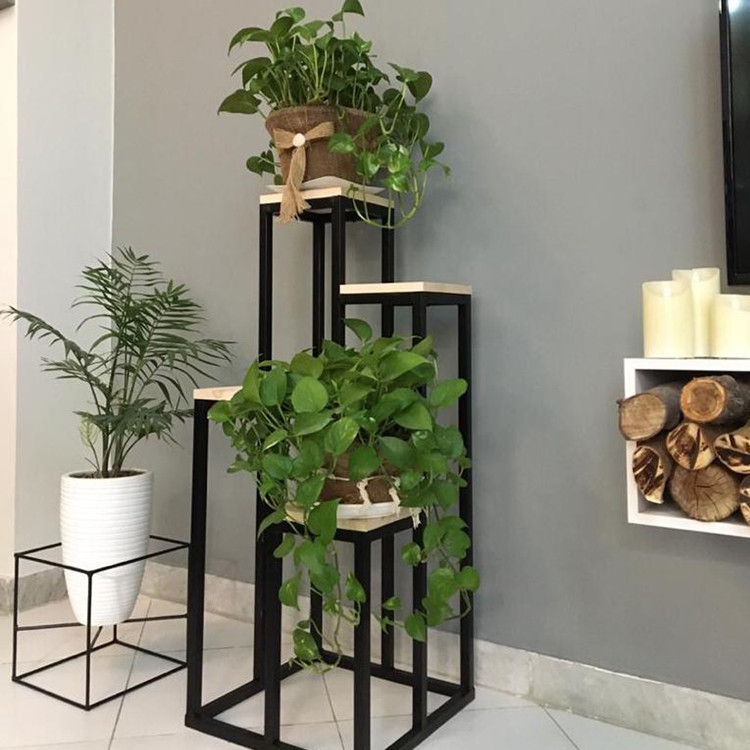 استند گلدان چوب فلز مدل روژین