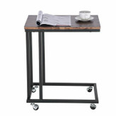 میز کنار مبلی چوب و فلز آروین مدل چرخدار