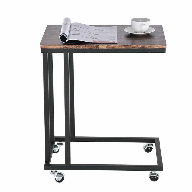 میز کنار مبلی چوب و فلز آروین مدل چرخدار