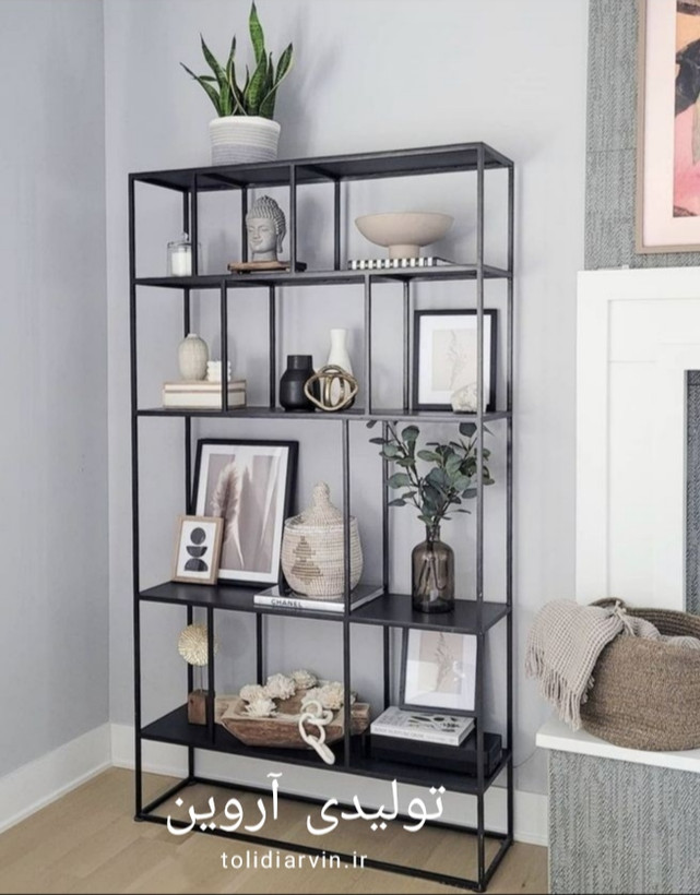 شلف چوب و فلز آروین مدل پرشیا ایستاده