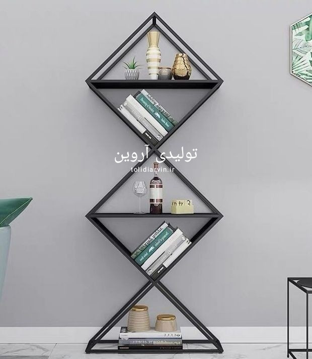 شلف ایستاده چوب و فلز آروین مدل پرند در سه طبقه