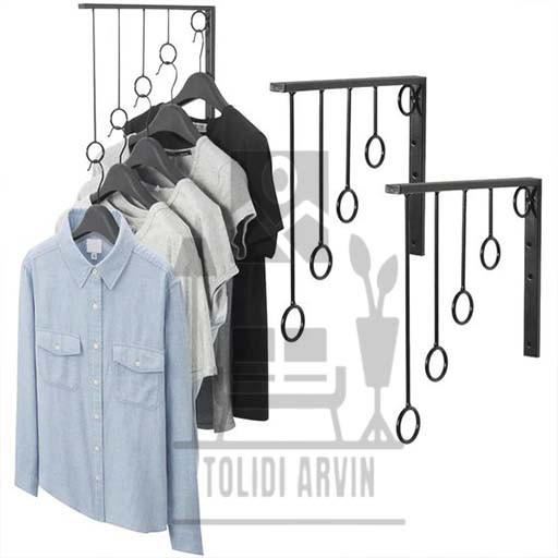 آویز لباس فلزی مدل حلقه ای مناسب نصب روی دیوار