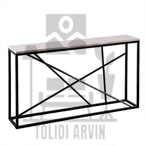 میز کنسول چوب فلز مدل هندسه با صفحه سفید