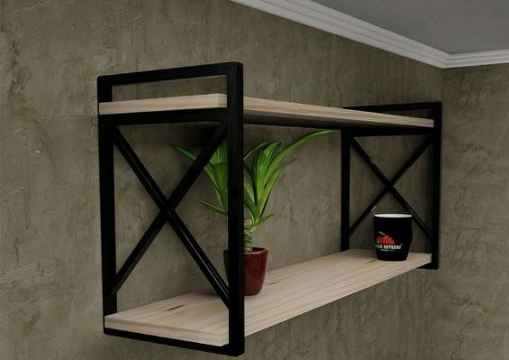 شلف دیواری چوب فلز مدل ملانی خرید از تولیدی آروین