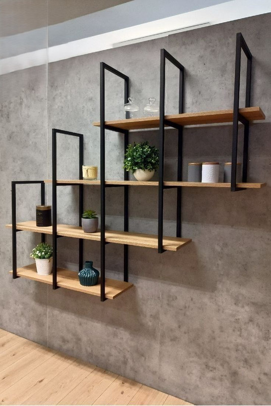 شلف دیواری چوب فلز مدل هایا خرید از تولیدی آروین