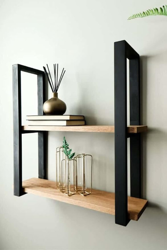 شلف دیواری چوب فلز مدل آنالی خرید از تولیدی آروین