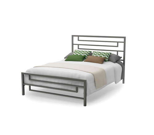 نمای کامل تخت خواب فلزی مدل آرمان دو نفره با طراحی ساده و مدرن