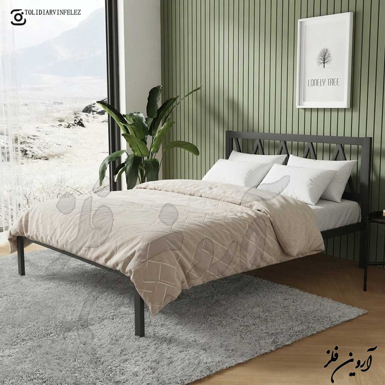 نمای زاویهدار تخت خواب فلزی مدل کیان