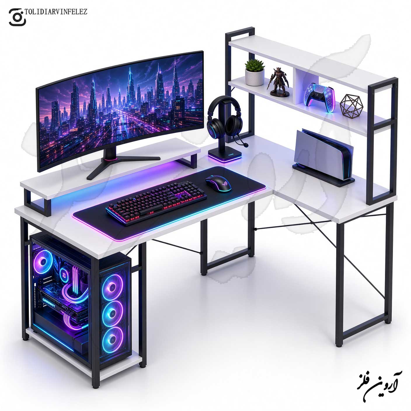 میز گیمینگ چوب و فلز مدل پرنیا